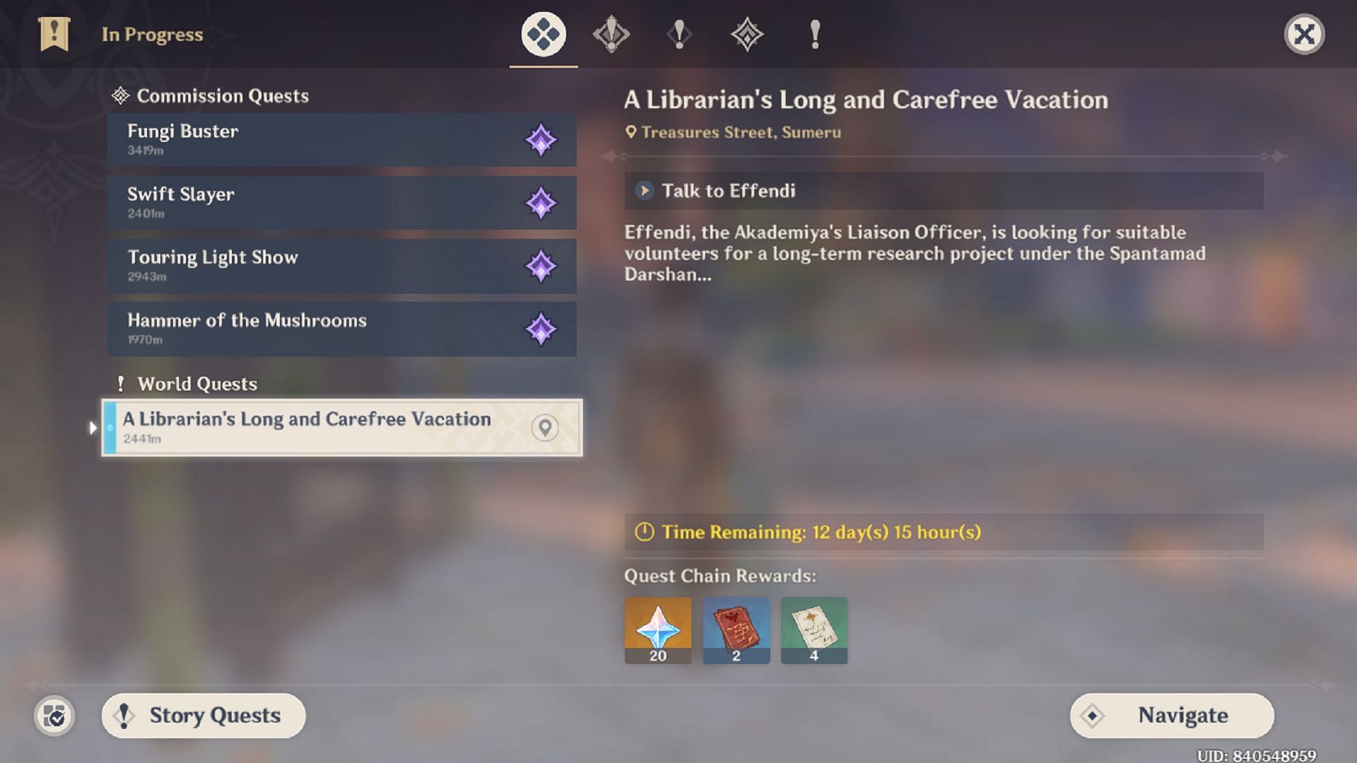 Interact with Effendi to unlock the event (Image via HoYoverse)